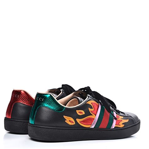 gucci flame shoes black|gucci embroidered sneakers.